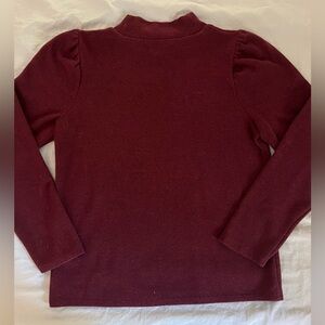 Burgundy Madewell Mock Neck Slight-Puff Shoulder Sweater